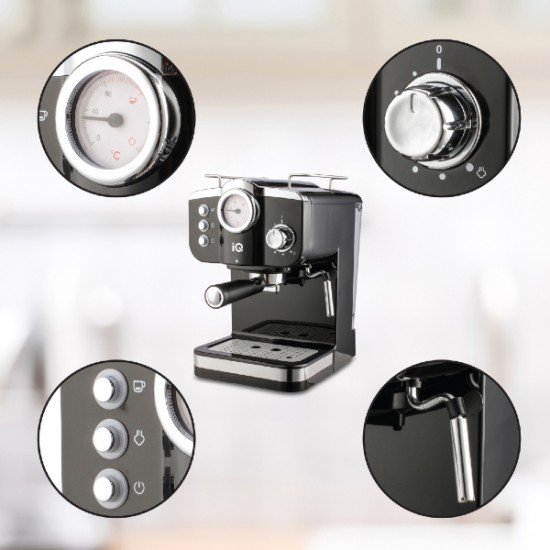 IQ ΜΗΧΑΝΗ ESPRESSO CM-175 BLACK 1100W ΠΙΕΣΗΣ 20 BAR black IQ ΜΗΧΑΝΗ ESPRESSO CM-175 BLACK 1100W ΠΙΕΣΗΣ 20 BAR black