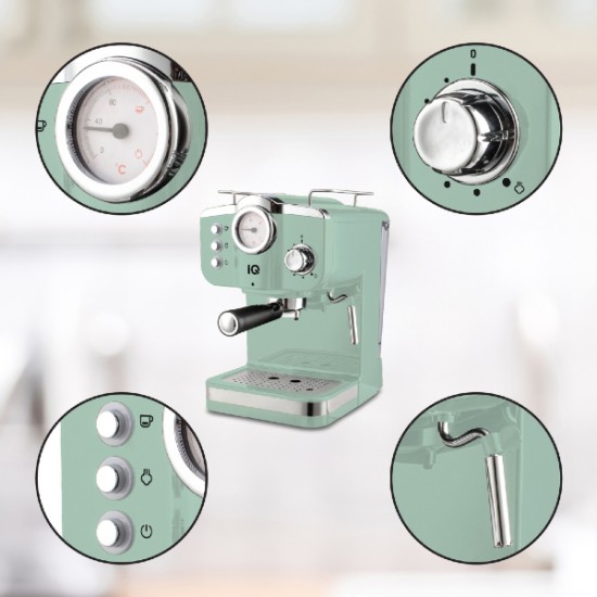 IQ ΜΗΧΑΝΗ ESPRESSO CM-175 MINT 1100W ΠΙΕΣΗΣ 20 BAR Green IQ ΜΗΧΑΝΗ ESPRESSO CM-175 MINT 1100W ΠΙΕΣΗΣ 20 BAR Green