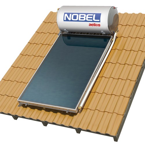 Nobel κεραμοσκεπής. CUS aelios glass διπλής 120lt/1.5m²  με 1 επιλεκτικό συλλέκτη CUS Σε 12 άτοκες δόσεις
