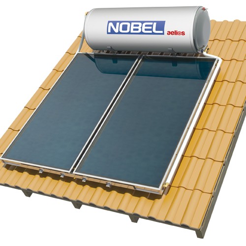 Nobel κεραμοσκεπής. CUS aelios glass διπλής  300lt/4m²  με 2 επιλεκτικούς συλλέκτές CUS 2x2m²=4 m Σε 12 άτοκες δόσεις